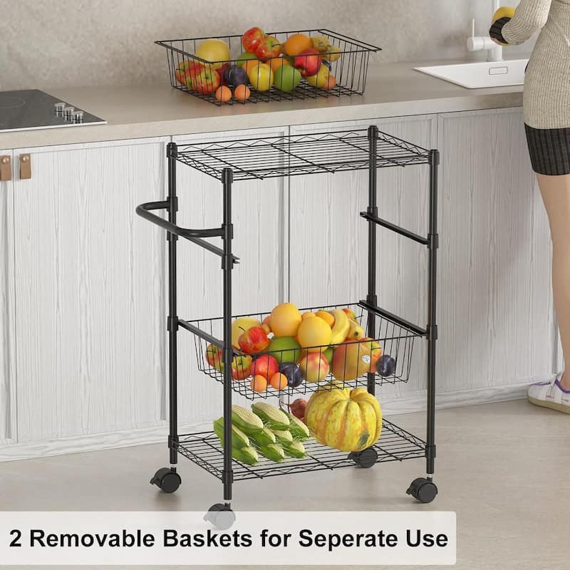 4-Tier Rolling Utility Cart with Removable Shelves for Kitchen, Restaurant - N/A