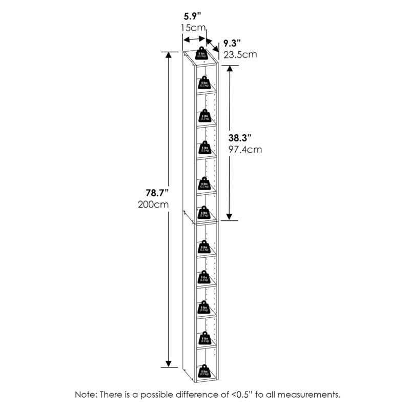 78.74 in. Tall Blackwood Wood 10-Shelf Bookcase