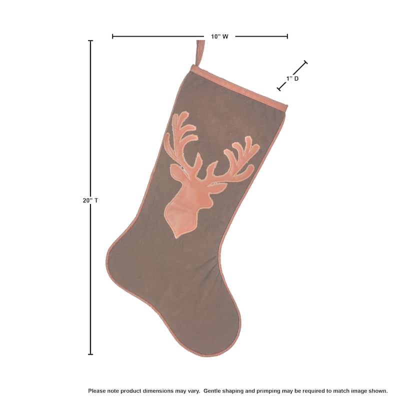 20" Velvet Embroidered Deer Stocking