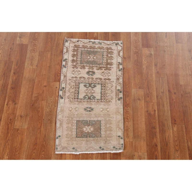 Antique Look Anatolian Turkish Oriental Rug Hand-knotted Wool Carpet - 1'7" x 2'10"