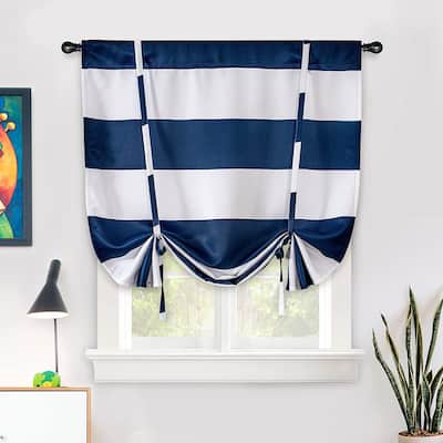 DriftAway Mia Stripe Pattern Room Darkening Tie Up Shade Curtain