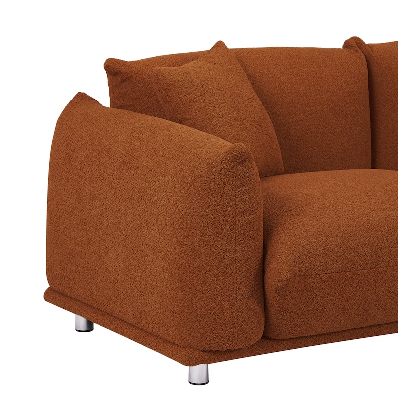 Oversized 4-Seater Lambswool Sherpa Sofa, Linear Modular Design with Metal Legs and Solid Wood Frame, Perfect for Living Room
