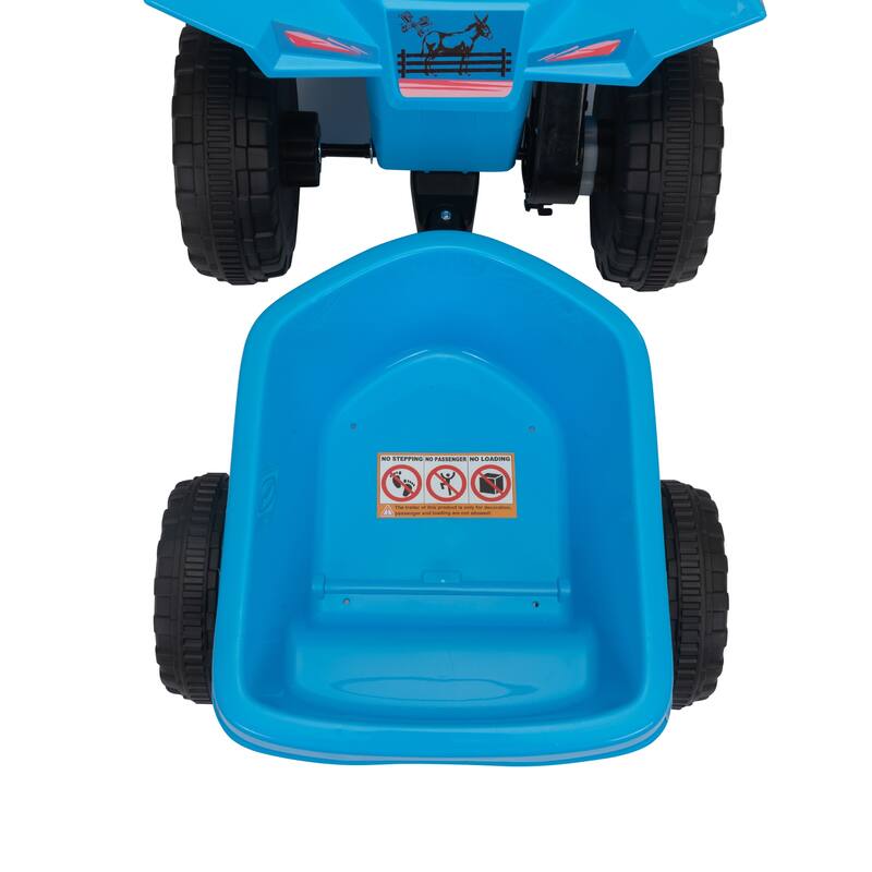 Electric 6V ATV Ride-On for Kids with Trailer, Bluetooth, Music, and Power Display, White, Ages 3-6