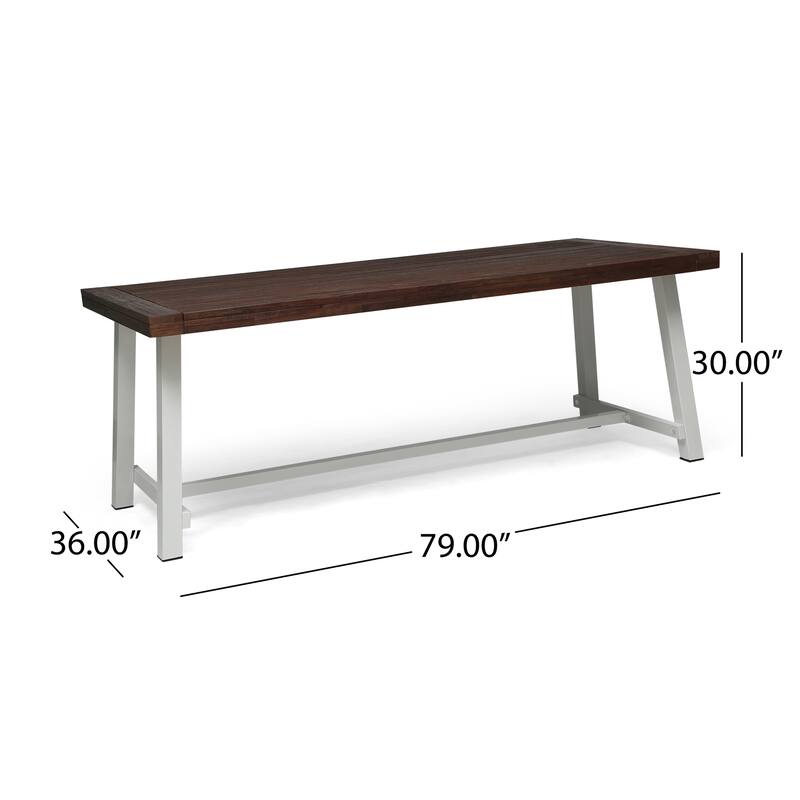 79" Outdoor Dining Table for 8, Industrial Patio Table with Metal Frame, Rectangular Garden Table for Backyard, Deck, or Porch