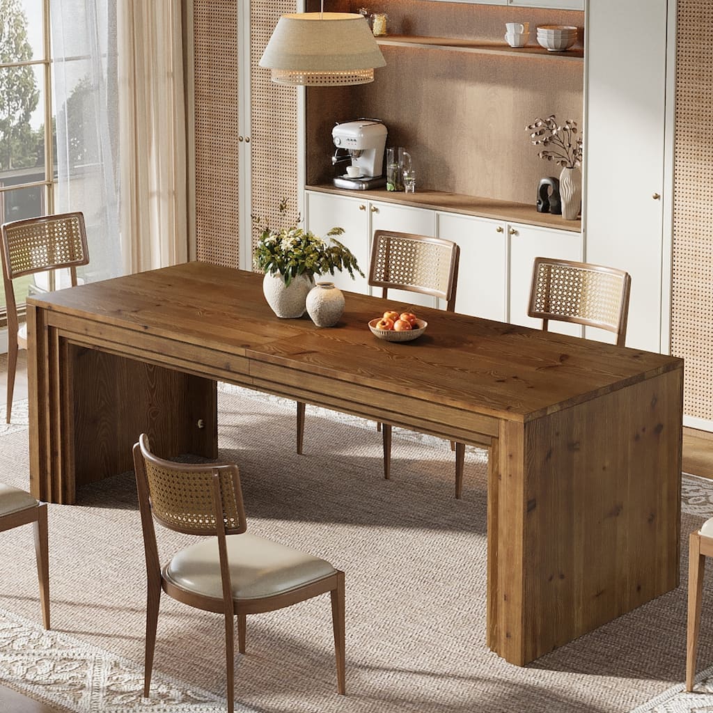 79 Inch Solid Wood Dining Table for 6/8/10, Farmhouse Rectangular Kitchen Table - 78.74" L x 27.56" W x 29.52" H