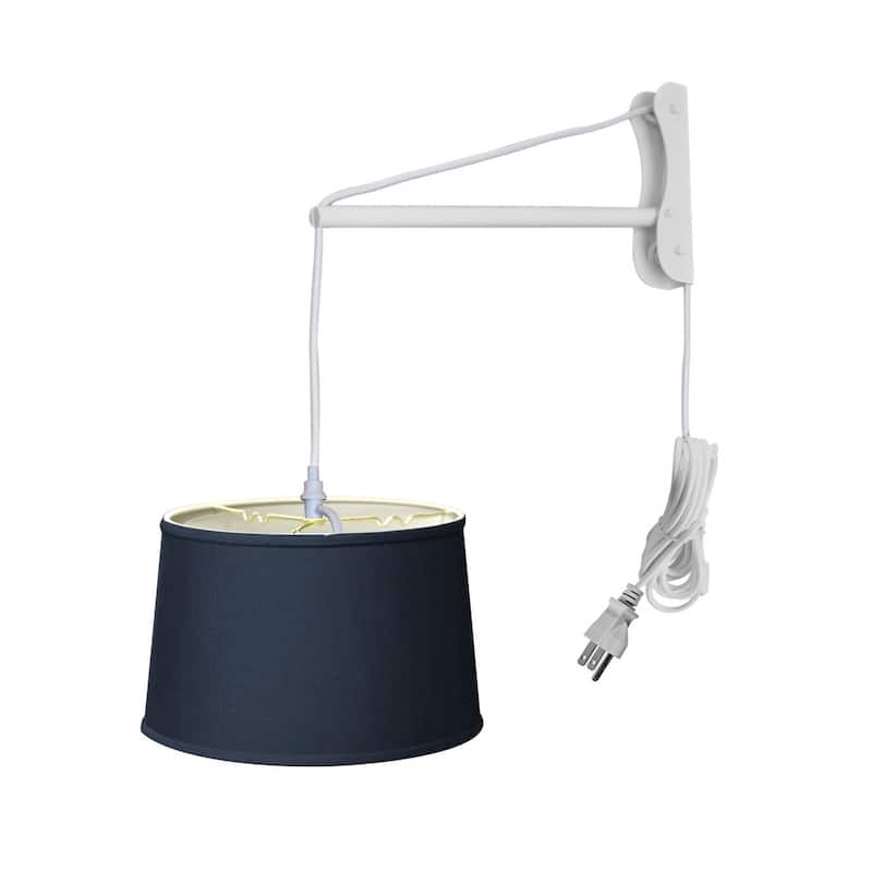 MAST Plug-In Wall Mount Pendant, 2 Light White Cord/Arm, Textured Blue