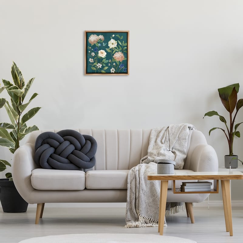 Stupell Bright Garden Blooms on Green Framed Floater Canvas Wall Art Design By Nan