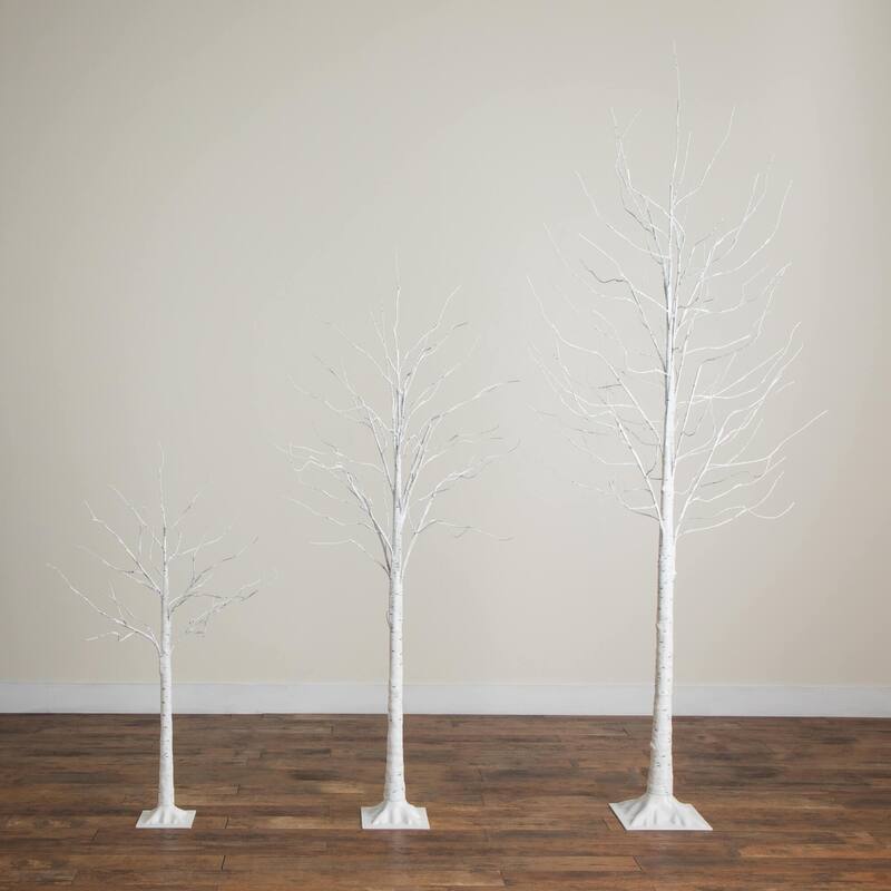 4-ft 6-ft 8-ft Pre-Lit Artificial White Birch Trees with LED Lights