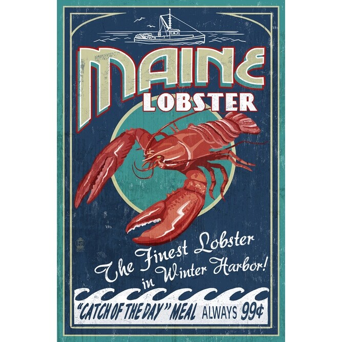 Shop Winter Haven Maine Lobster Vintage Sign Lantern Press