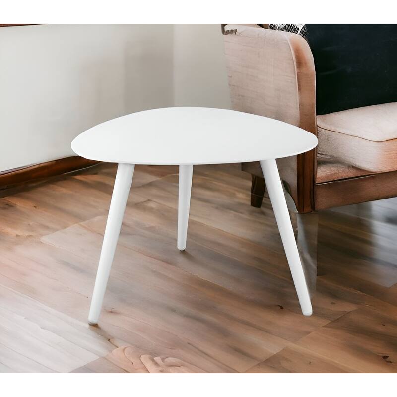 Small White Metal End Table Modern Triangle Side Table for Living Room - 17” x 19” x 14”