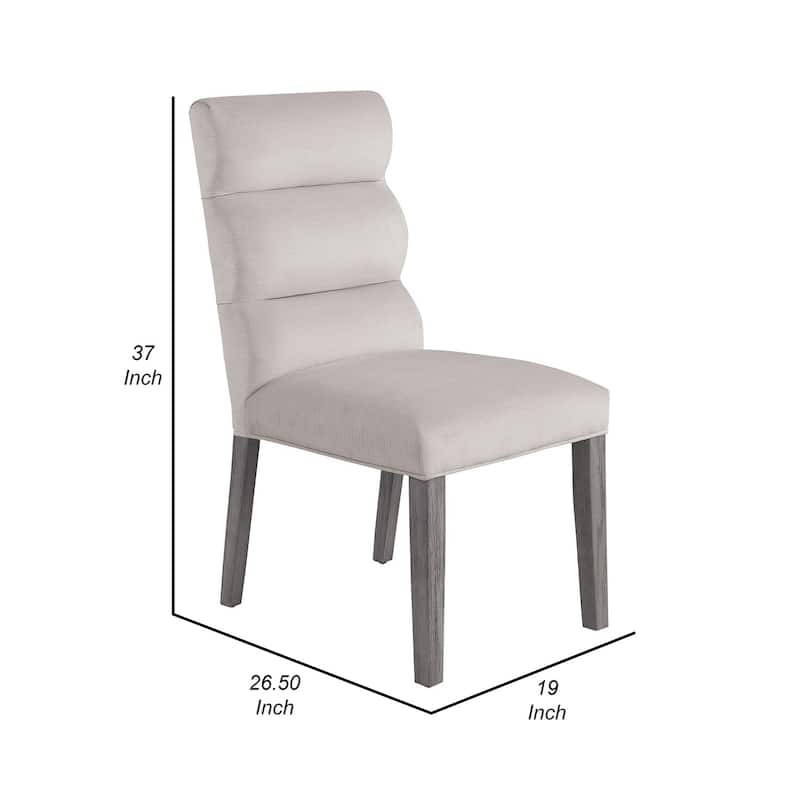 Gray/Stone Gray Fabric Upholstered Wood Frame Dining Chair, Set of 2, Sturdy Dining Chair for Dining Rooms - 17.5