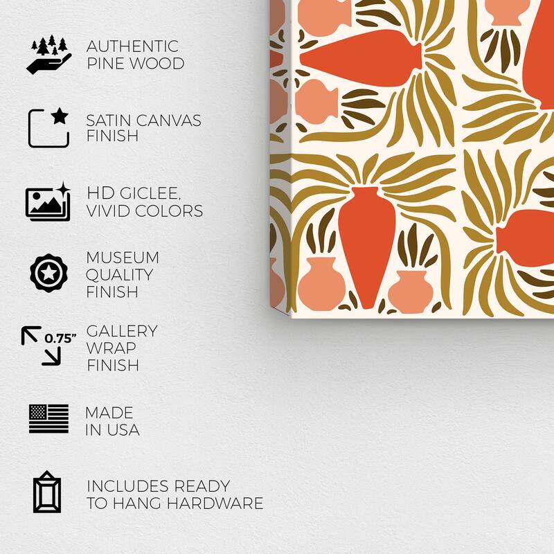 Wynwood Studio Canvas Abstract Many More Jugs Orange and Dark Orange Modern & Contemporary Wall Art Canvas Print