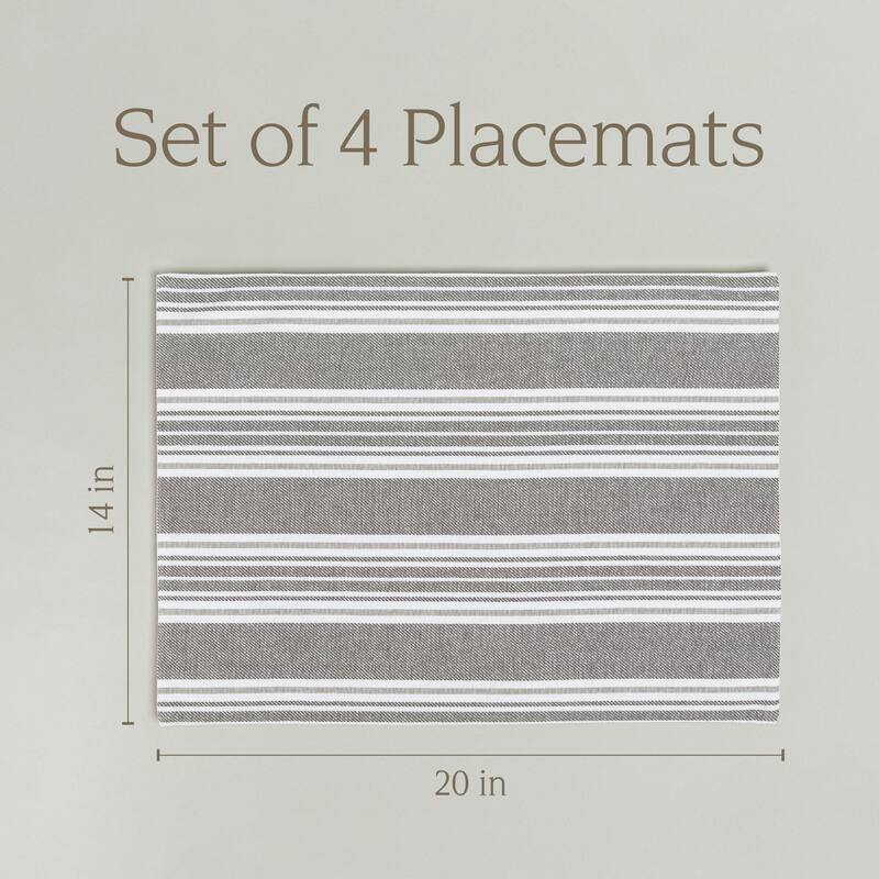 over&back 100% Cotton Woven Placemats - Machine Washable - Set of 4