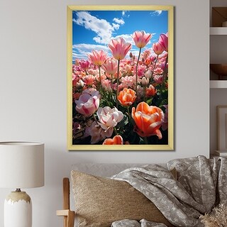 Designart "Tulips Fields Of Color II" Tulips Framed Canvas Art Print ...