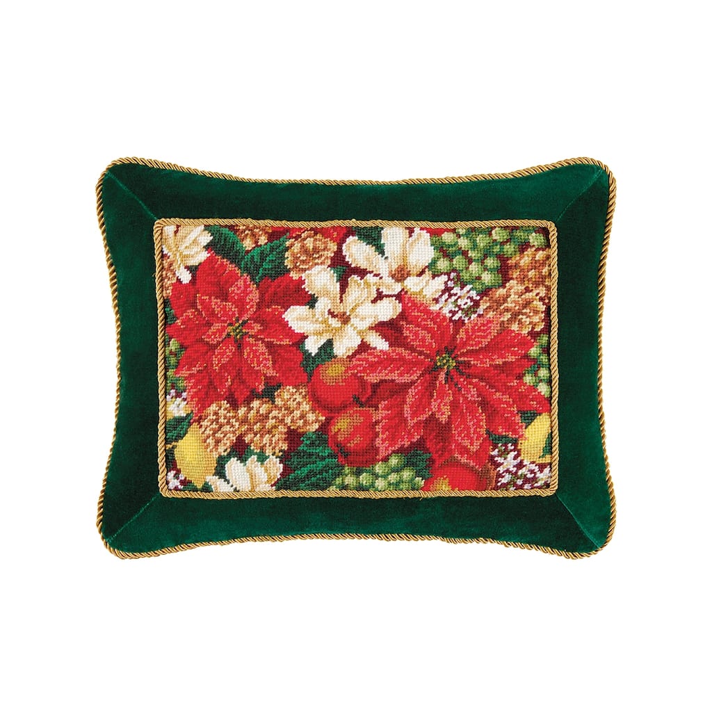 Christmas 14" x 18" Crimson Glory Needlepoint Pillow