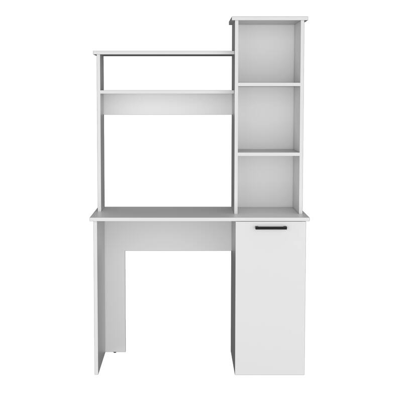 Stylish Computer Desk with Hutch, Spacious Work Surface, 3-Tier Shelves, and Storage Cabinet for Home Office Efficiency