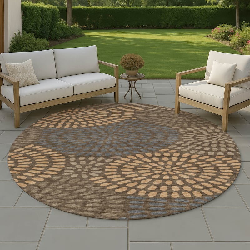 Machine Washable Indoor/ Outdoor Casual Ric Chantille Rug - Chocolate - 8' x 8'