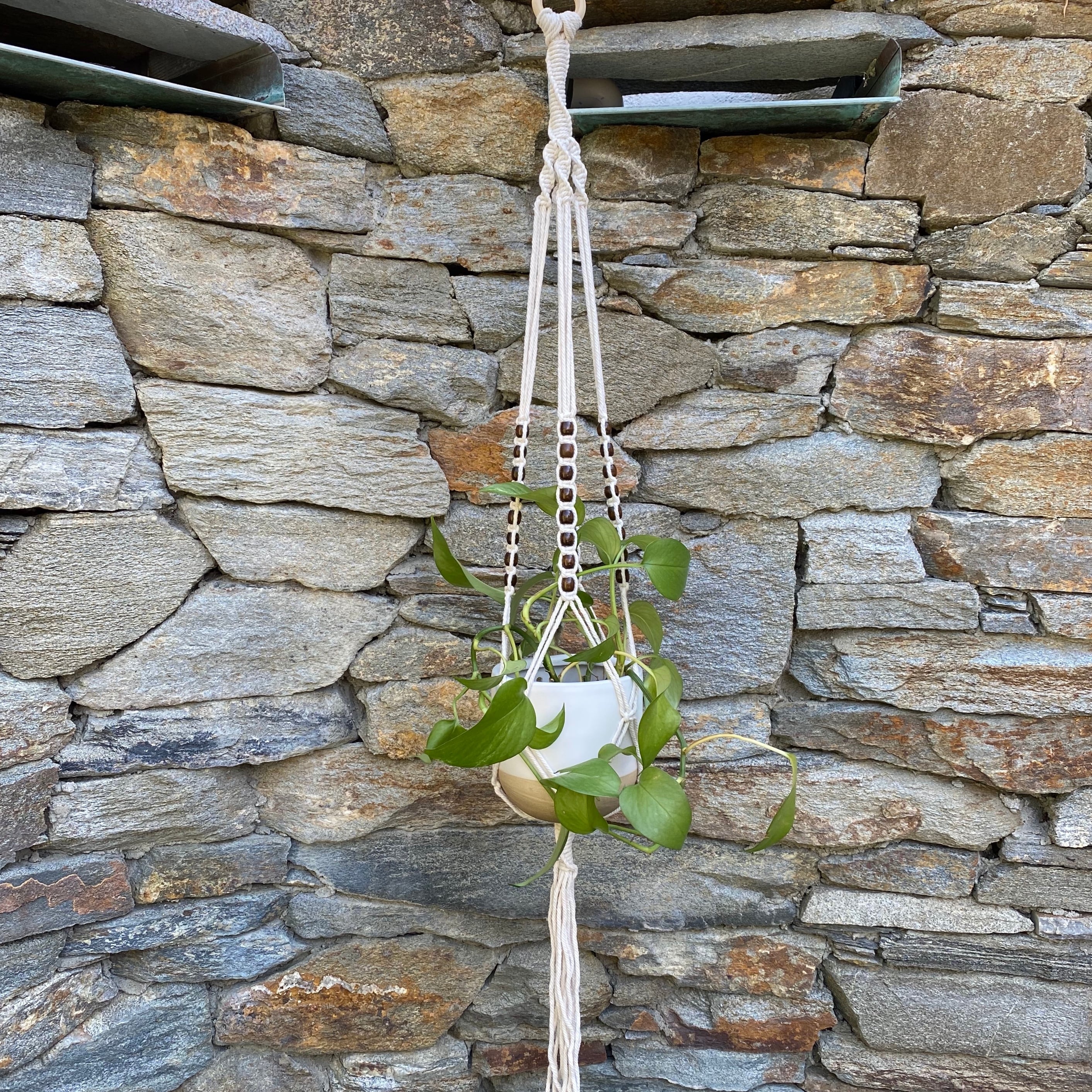 Flora Bunda 39' Tri-Beaded Macrame Plant Hanger, Nt07