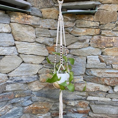 39" Tri-Beaded Macrame Plant Hanger