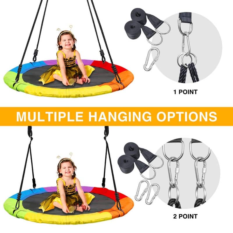 Trekassy 700lb 40'' Saucer Tree Swing for Kids Adults 900D Oxford Waterproof with 2pcs Tree Hanging Straps