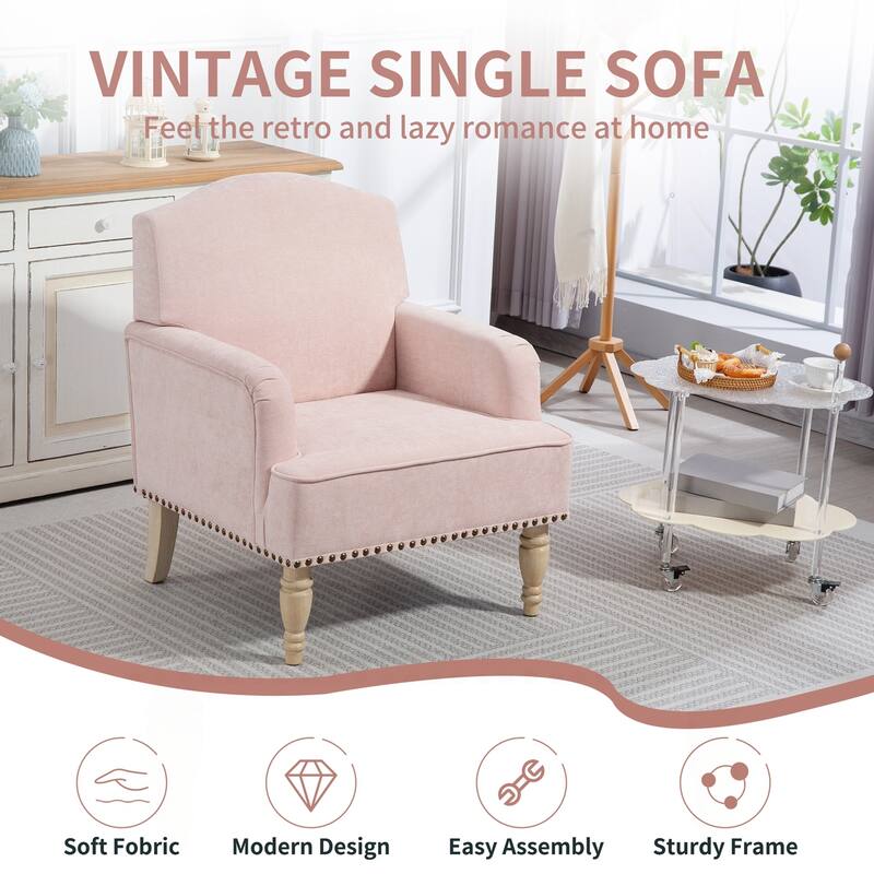 Comfortable Upholstered Armchair with Sturdy Wooden Frame