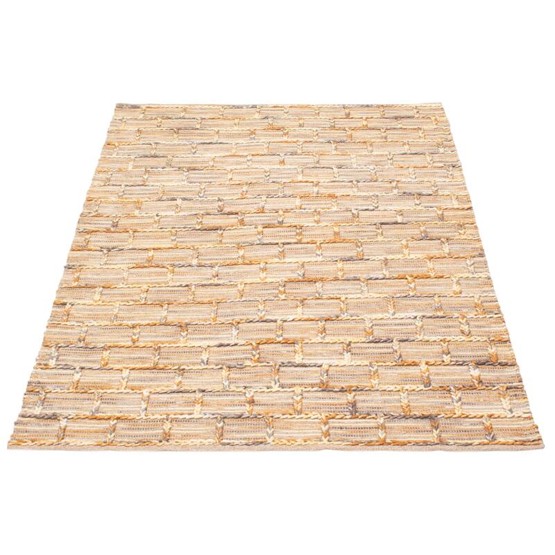 ECARPETGALLERY Braid weave Sienna Brown Wool Rug - 5'4 x 7'3