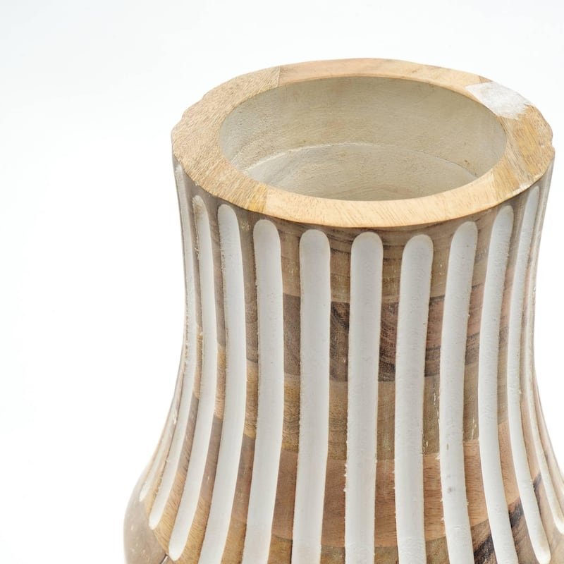 Decorative Handcrafted Accent Wood Vase for Living Room