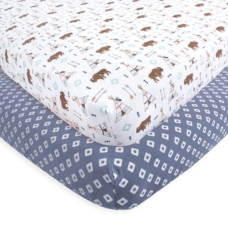 Hudson Baby Infant Boy Cotton Fitted Crib Sheet, Buffalo, One Size - Teepee - One Size