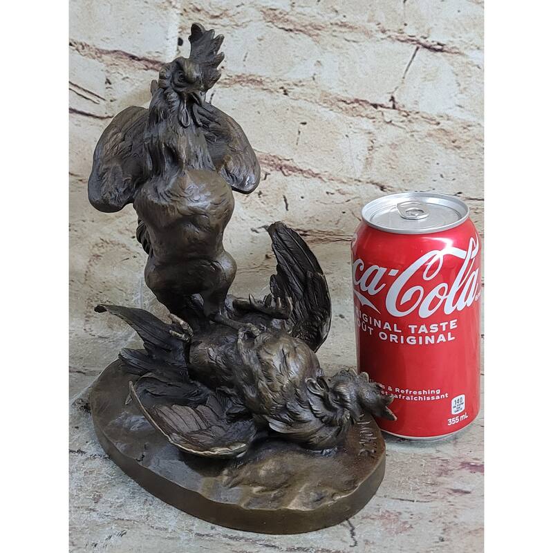 Two Roosters Bronze Figurine Art Deco Vienna Sculpture Farm Animal Art Deco