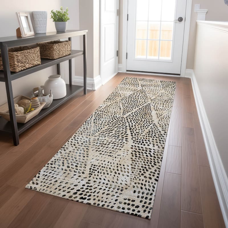 Machine Washable Indoor/ Outdoor Chantille Modern Diamonds Rug - Beige - 2'3" x 7'6"