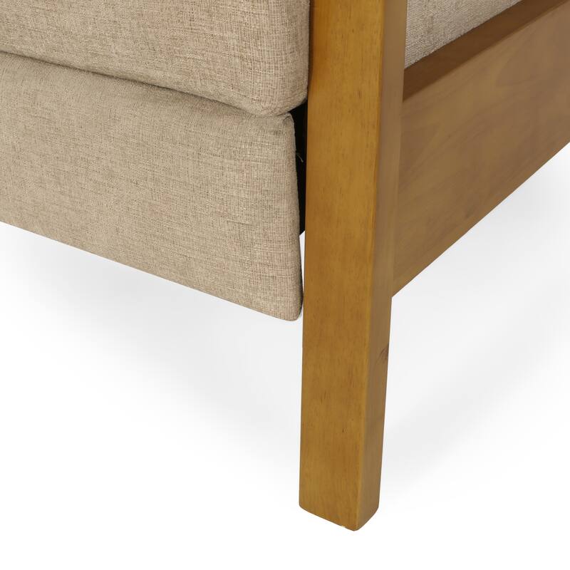 Small Wood Frame Recliner Club Chair with Retractable Footrest Living Room Lounge Armchair Upholstered Reading Chair for Bedroom