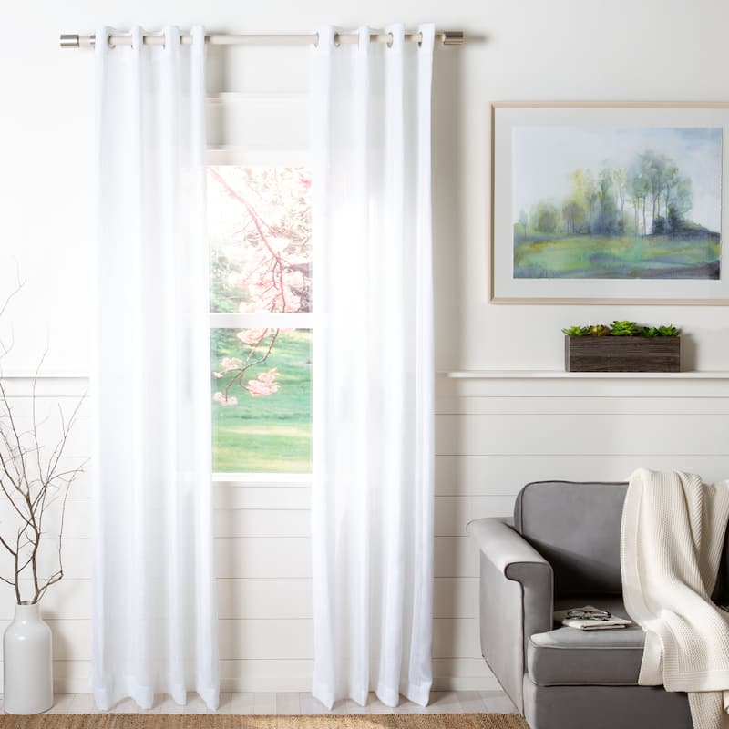 SAFAVIEH Nicolien Semi-Sheer Window Curtain Panel - 52Wx96L - White