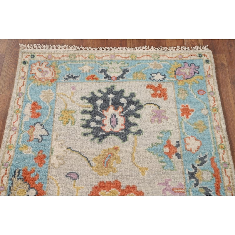 Floral Oushak Oriental Accent Rug Handmade Wool Carpet - 2'7" x 5'11"