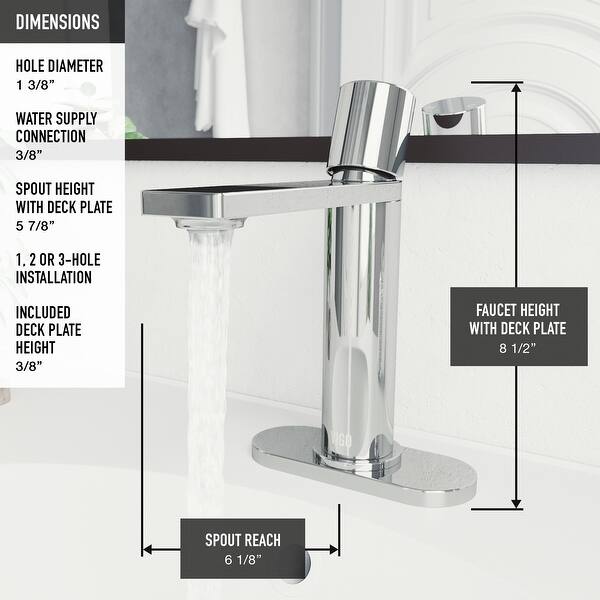 dimension image slide 5 of 8, VIGO Halsey 8" H Single Handle Single Hole Bathroom Faucet