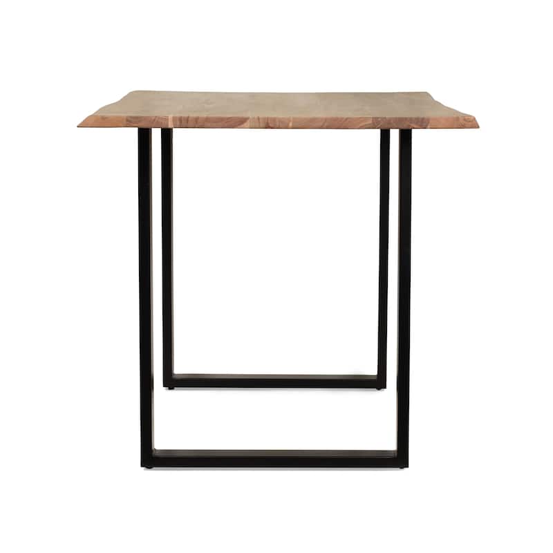 Logan Dining Table, Rectangular Brown Wood Top, Black Iron Legs, 55 Inch