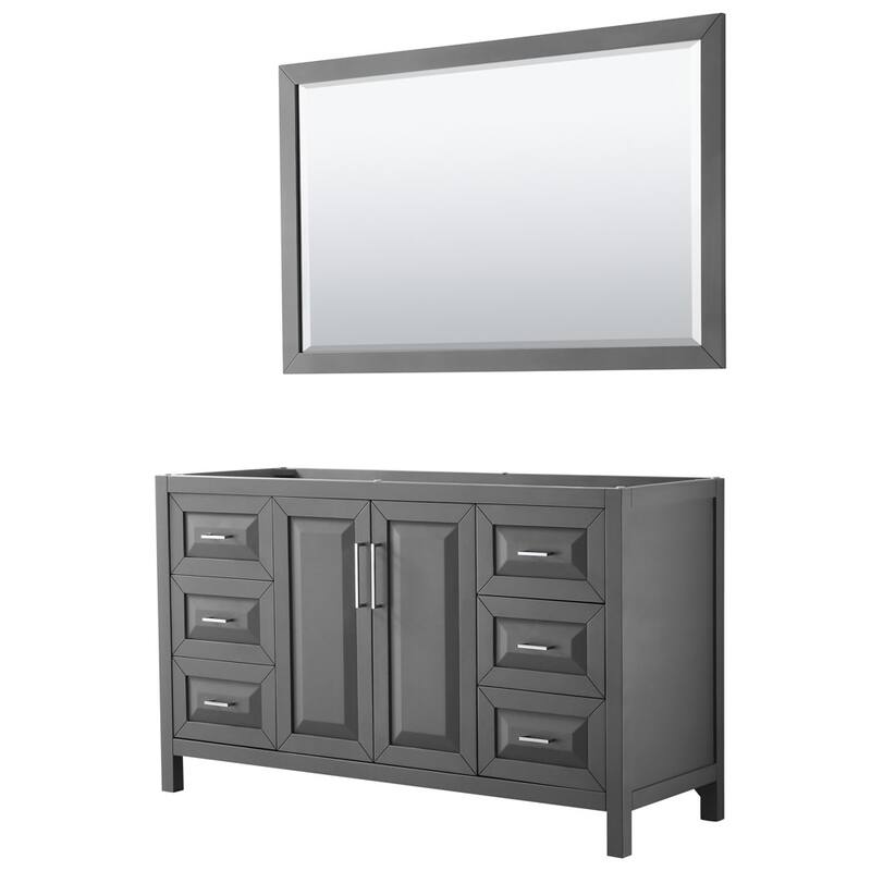 Wyndham Collection Daria 59" Single Free Standing Vanity Cabinet - - Dark Gray / Polished Chrome Hardware
