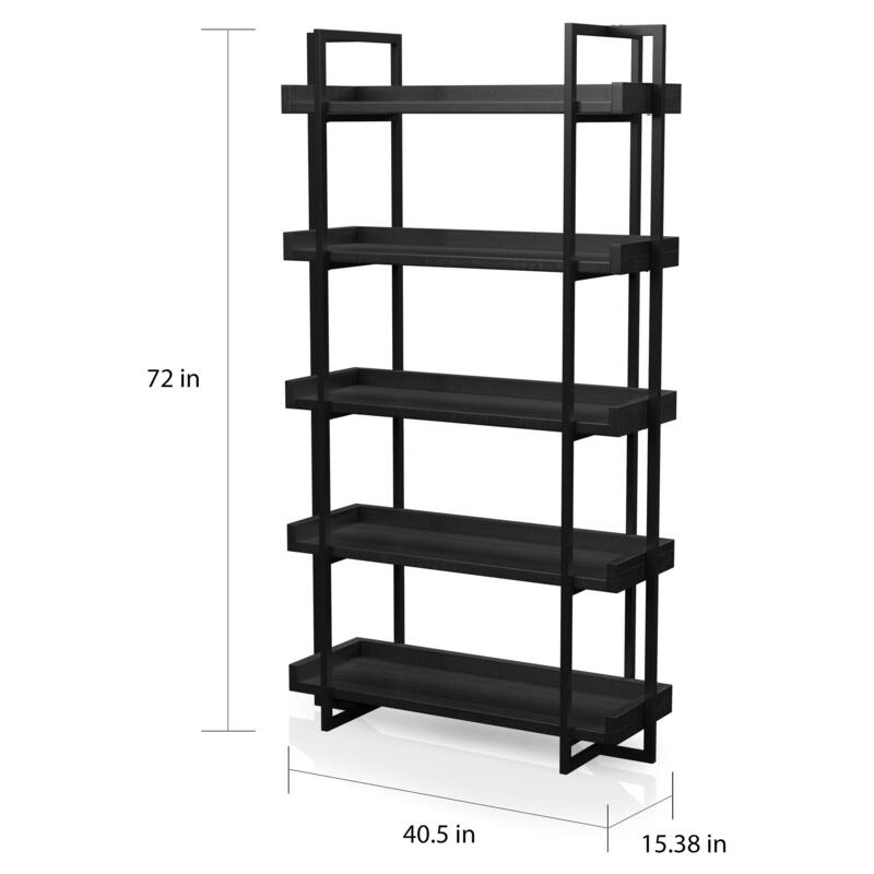 Ganesh Rustic Black Metal 5-Tier Ladder Shelf by Carbon Loft