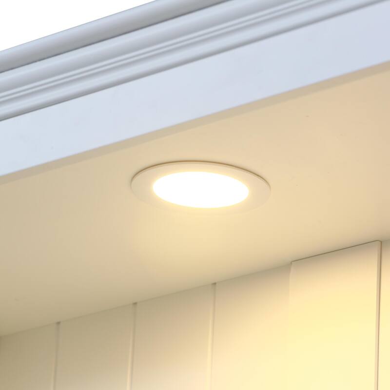 78.75" Farmhouse Display Shelf with Dimmable Ceiling Light, Adjustable Glass Shelves & Doors