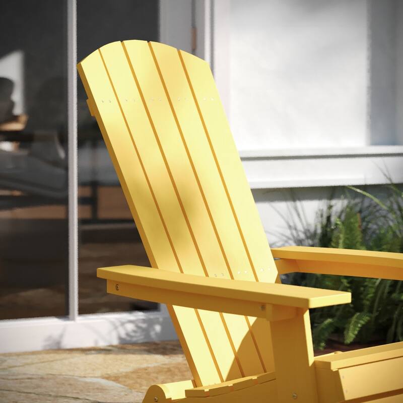 Set of 2 All-Weather Modern Wide Slat Back Poly Resin Adirondack Chairs