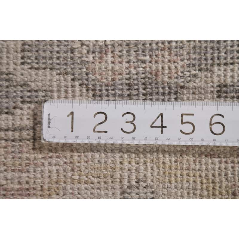 Gray Oushak Indian Runner Rug Hand-Knotted Wool Carpet - 2'7"x 10'0"
