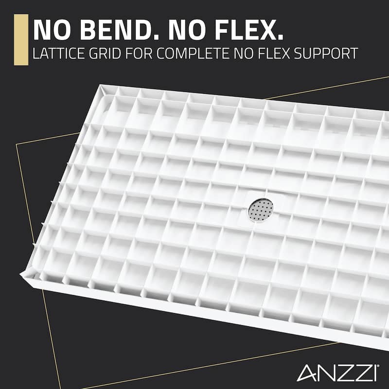 Alexander 60 in. L x 32 in. W Alcove Shower Pan Base with Center Drain in Glossy White Marine Acrylic