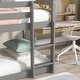 preview thumbnail 7 of 7, Twin over Twin Loft Bed with Roof Design, Guardrail and Ladder, Grey
