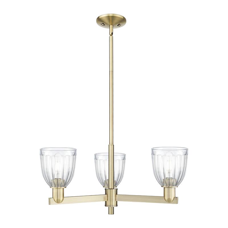 Innovations Lighting Endless Possibilities Arcadia - Brookfield - 3 Light 28" Stem Hung Chandelier - Antique Brass/Clear