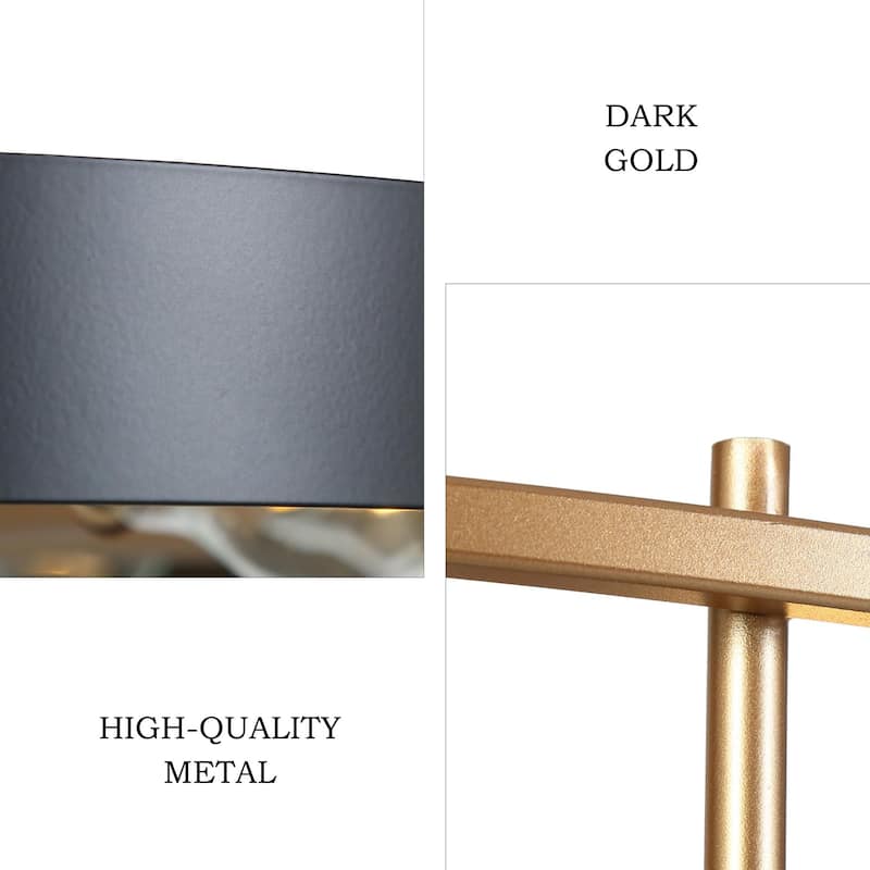 31" Modern Luxury 8-Light Black Gold Wheel Chandelier Oversize Pendant Light for Kitchen Island - 31.6 " × 17.5 "