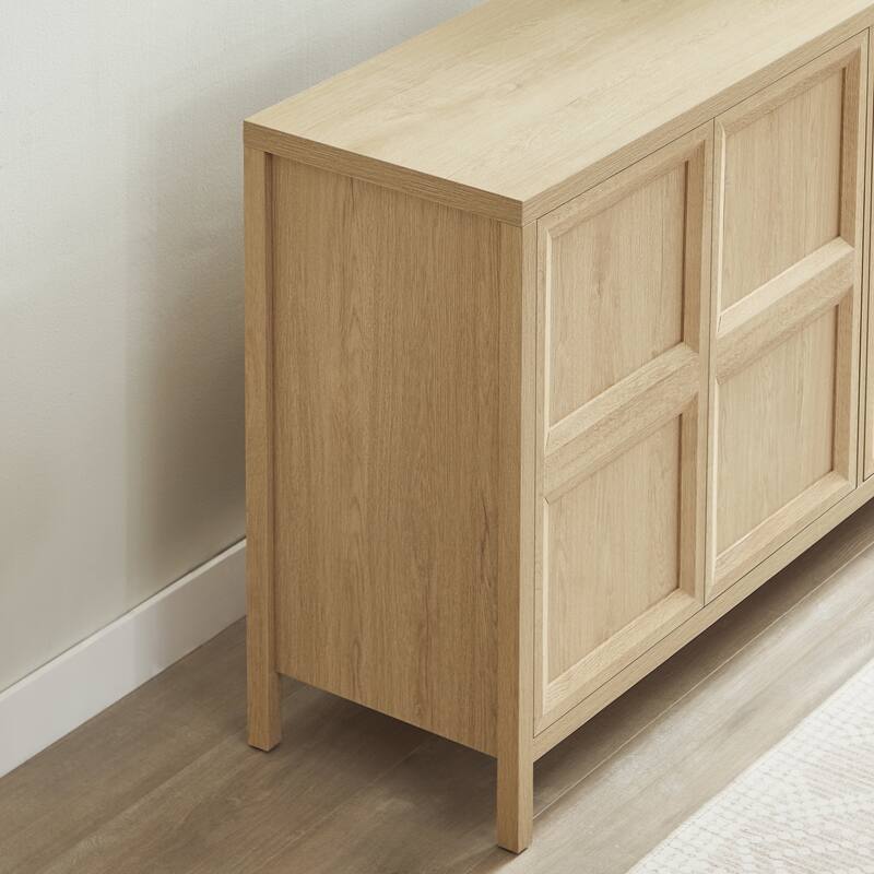 67" Modern sideboard storage cabinet with tip-on opening, soft-close hinges, and tilt-proof wall mount
