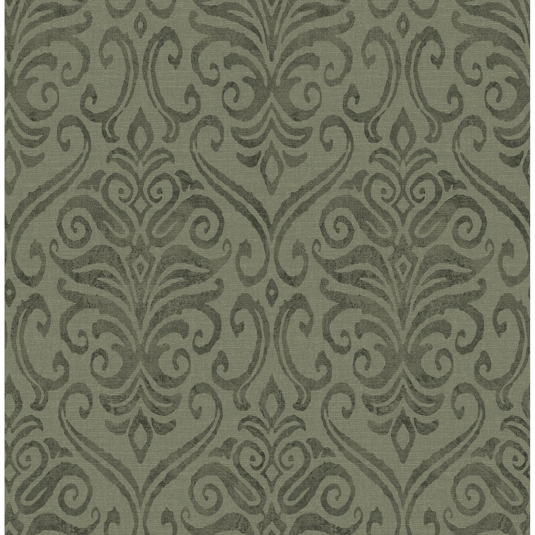 Chesapeake Adavu Dark Green Damask Wallpaper