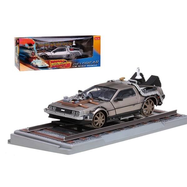 Delorean From Movie Back To The Future 3 Railroad Time Machine 1 18 Diecast Model Car By Sunstar Overstock 15624947