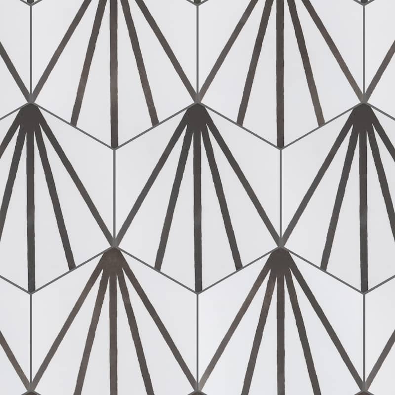 Merola Tile Horizon Dawn Hex Nero 7-3/4" x 9" Porcelain Floor and Wall Tile