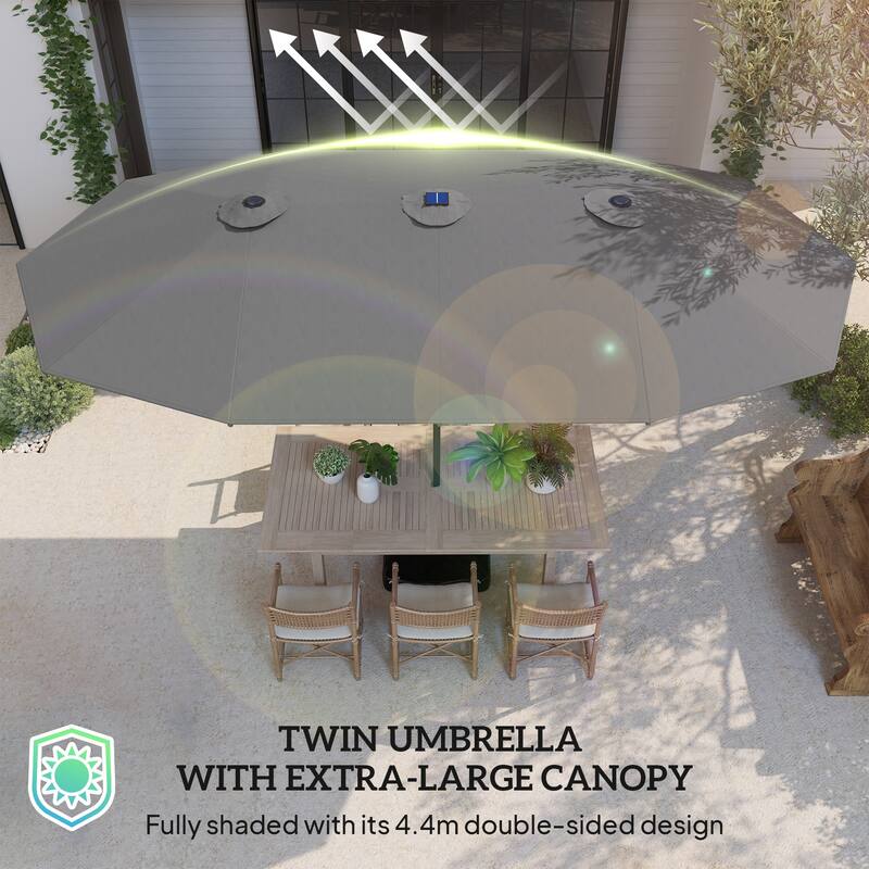 Double-Sided Large Patio Umbrella with Crank Handle Outdoor Canopy for Backyard Garden or Patio