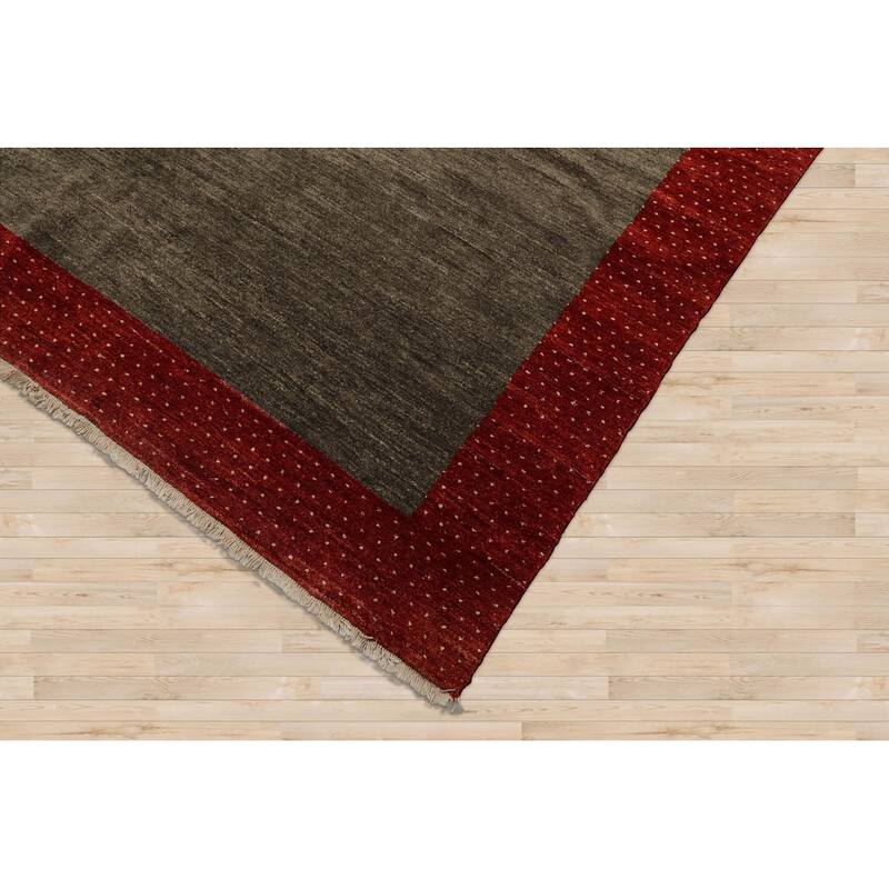 Hand Knotted Gabbeh Mossy Gray Wool Traditional Oriental Area Rug - 8' 4'' x 8' 4''